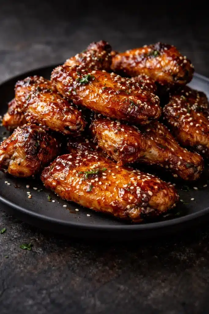Teriyaki Chicken Wings with sticky glaze and caramelized crispy edges
