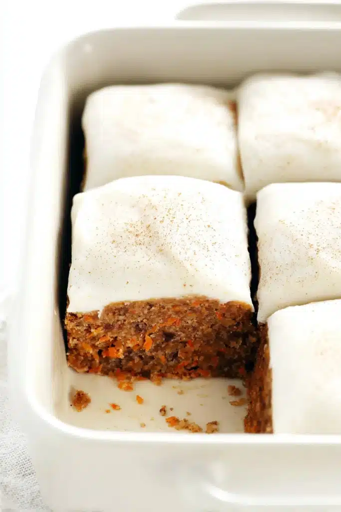 The Best Carrot Cake Bars for a Sweet Easter Treat 2 The best Carrot Cake Bars baked in pan with cream cheese frosting