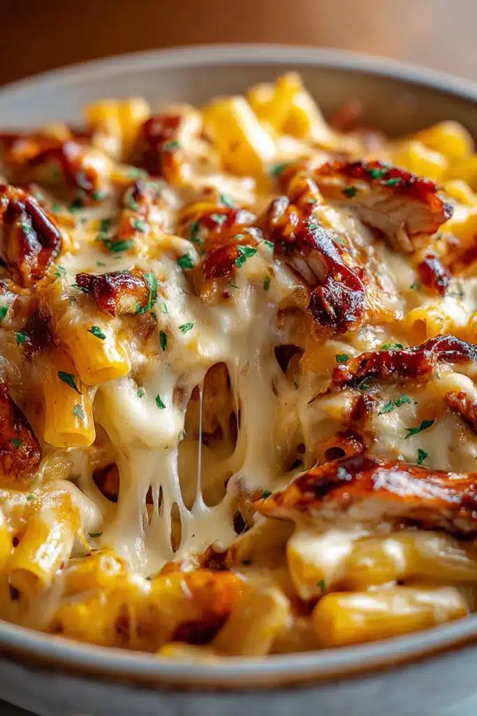 BBQ Chicken Mac and Cheese 2 BBQ Chicken Mac and Cheese with creamy melted cheese and crispy caramelized chicken