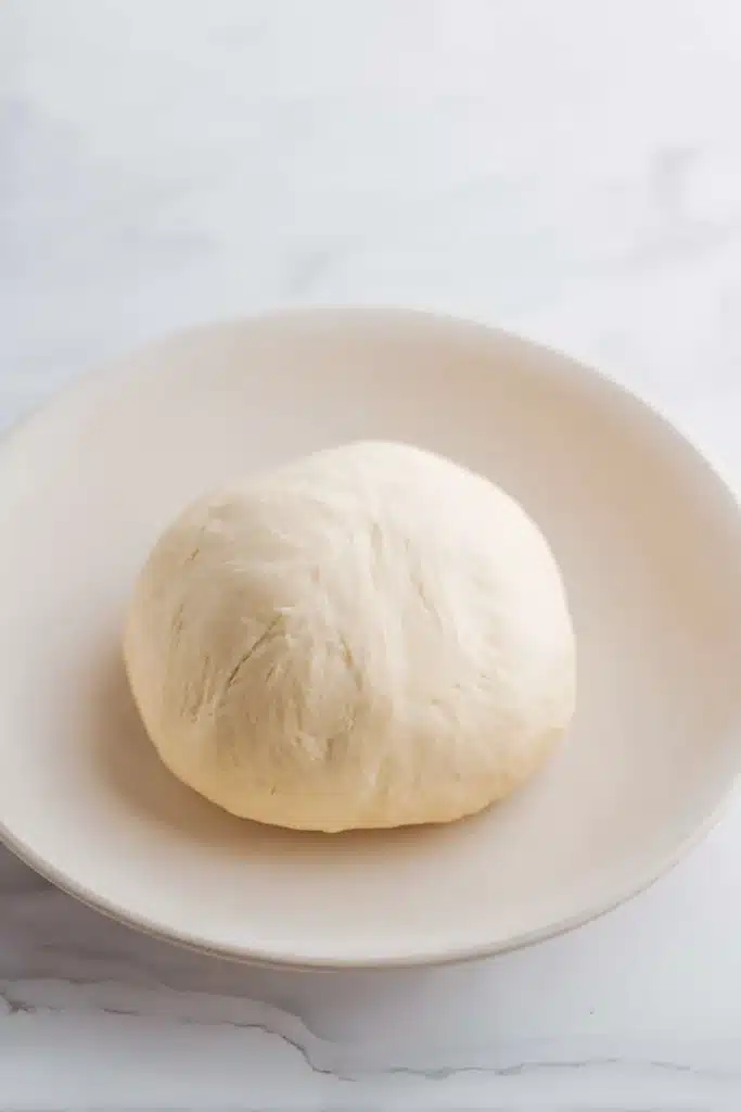 Bunuelos dough ball in bowl ready for kneading