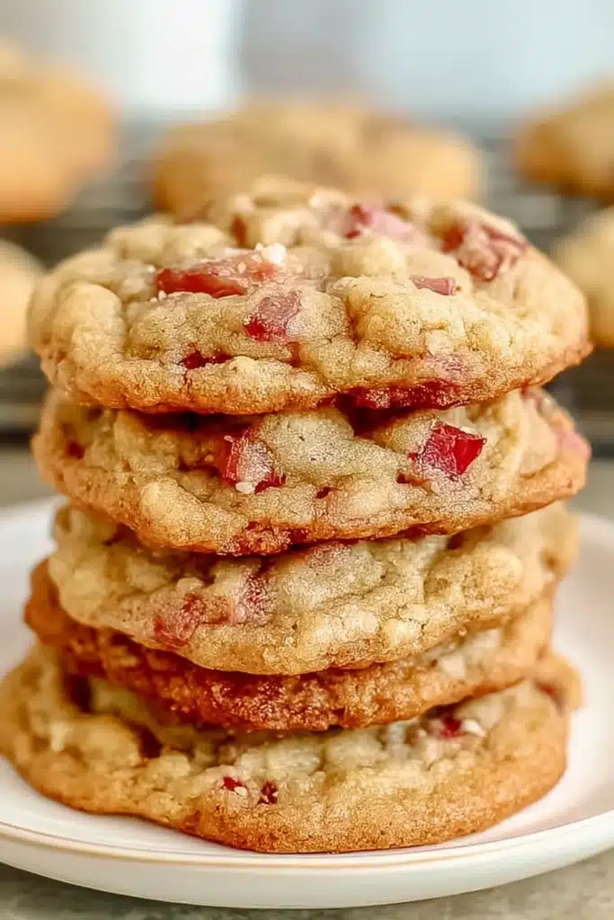 Magical Rhubarb Cookies: A Sweet, Tart, and Irresistibly Soft Treat 1 Soft and chewy rhubarb cookies with golden edges and fresh fruit pieces