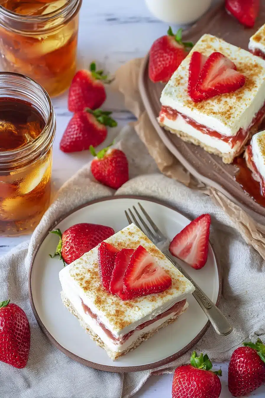 Strawberry Rhubarb Pudding Dessert