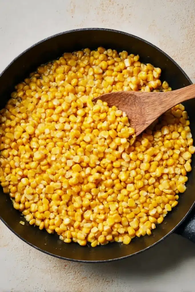 Street Corn Salad corn cooking in skillet until crisp tender