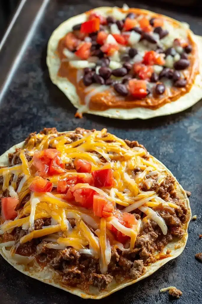 Taco Bell Mexican Pizza with melted cheese fresh from the oven