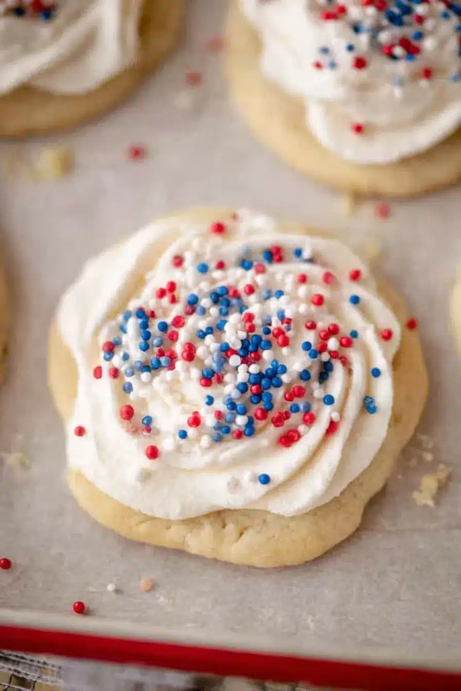 Crumbl Patriotic Birthday Cake Cookies Recipe for 4th of July