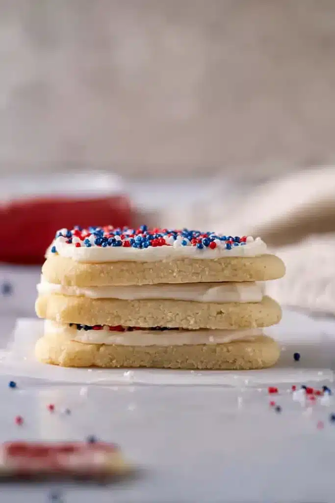 Crumbl Patriotic birthday cake Cookies dough shaped on baking tray before baking