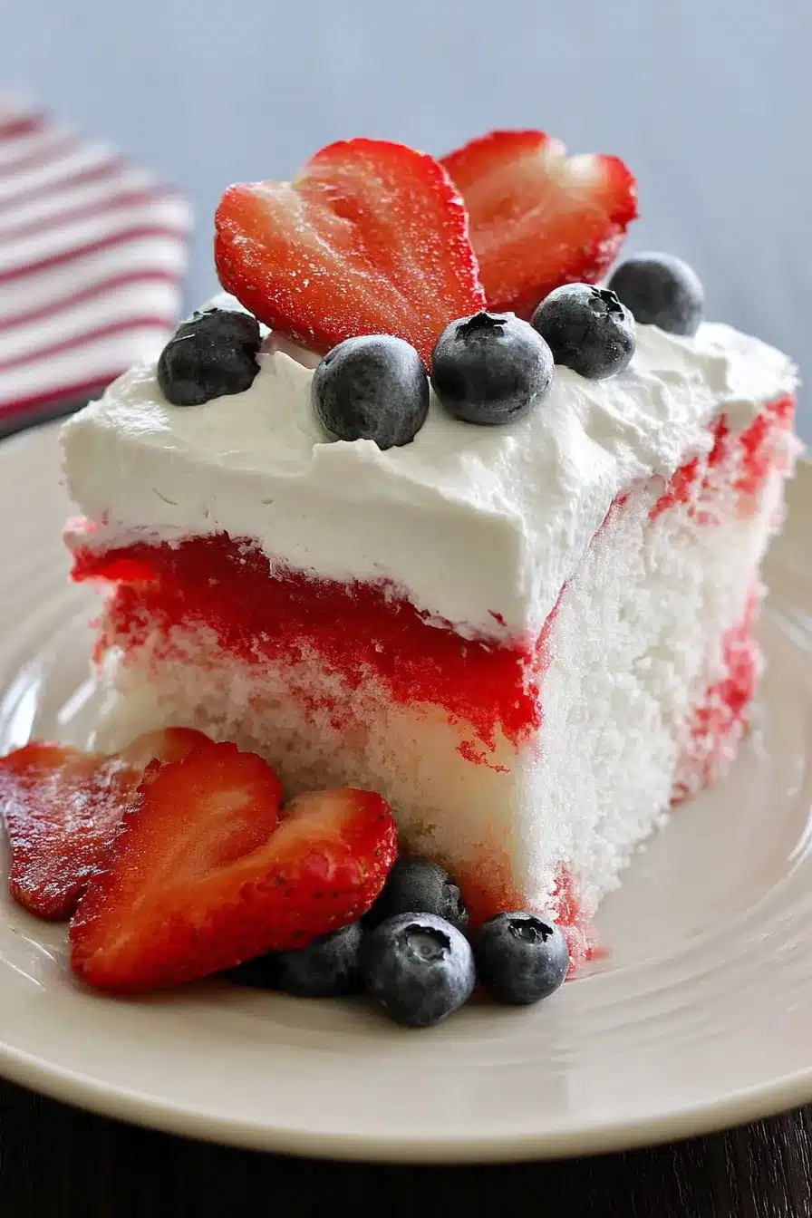 American Flag Strawberry Poke Cake