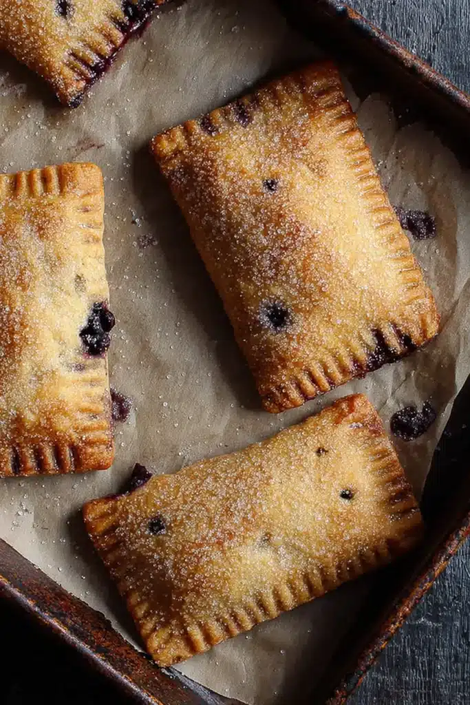 Freshly baked Gluten Free Pop Tarts with flaky crust and coarse sugar topping