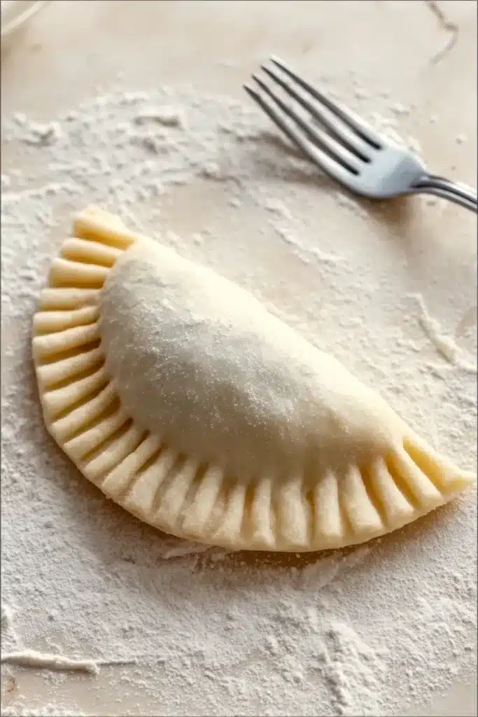 Chicken empanadas on platter with dipping sauce and crispy crust