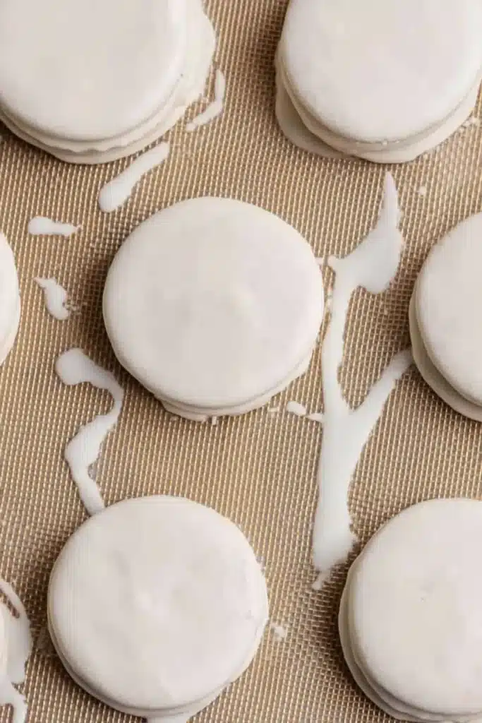 Oreos Dipped in White Chocolate before decorations
