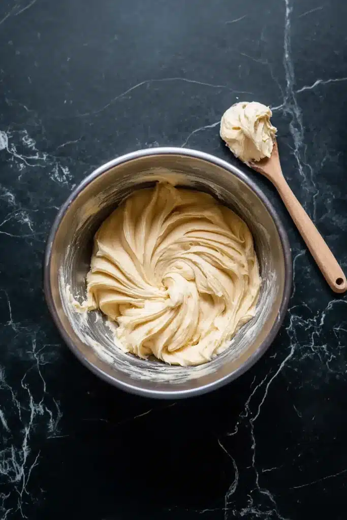 Patriotic Crinkle Cookies dough whipped until light and fluffy