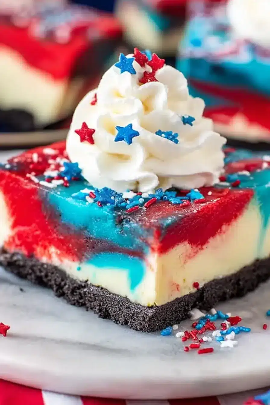 Red White and Blue Cheesecake Bars