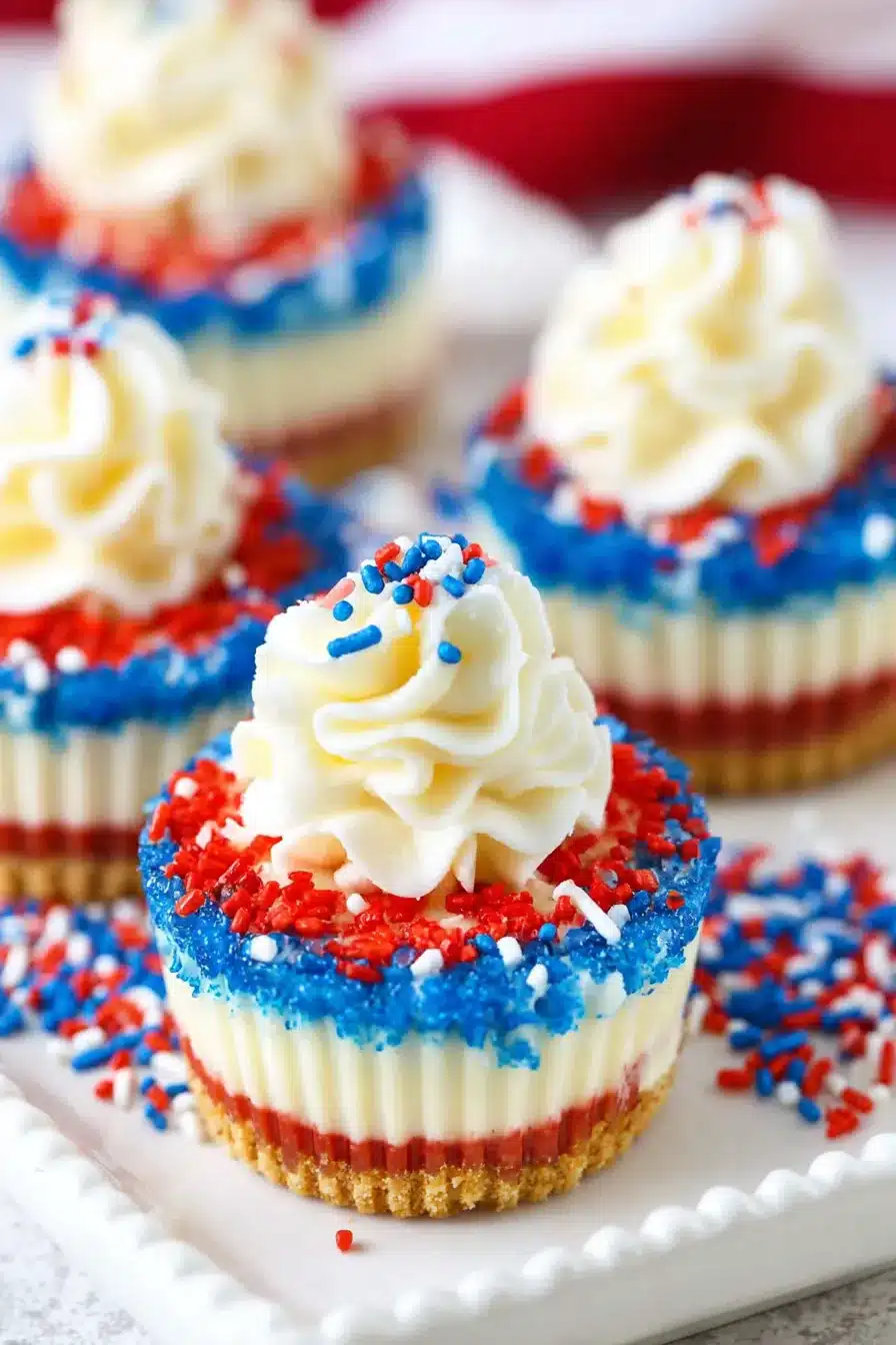 Red White and Blue Mini Cheesecakes