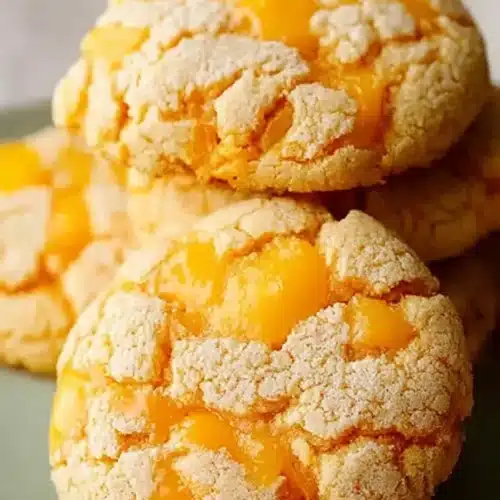 Mango Cookies 3 Soft and chewy Mango Cookies with juicy mango chunks on a ceramic plate