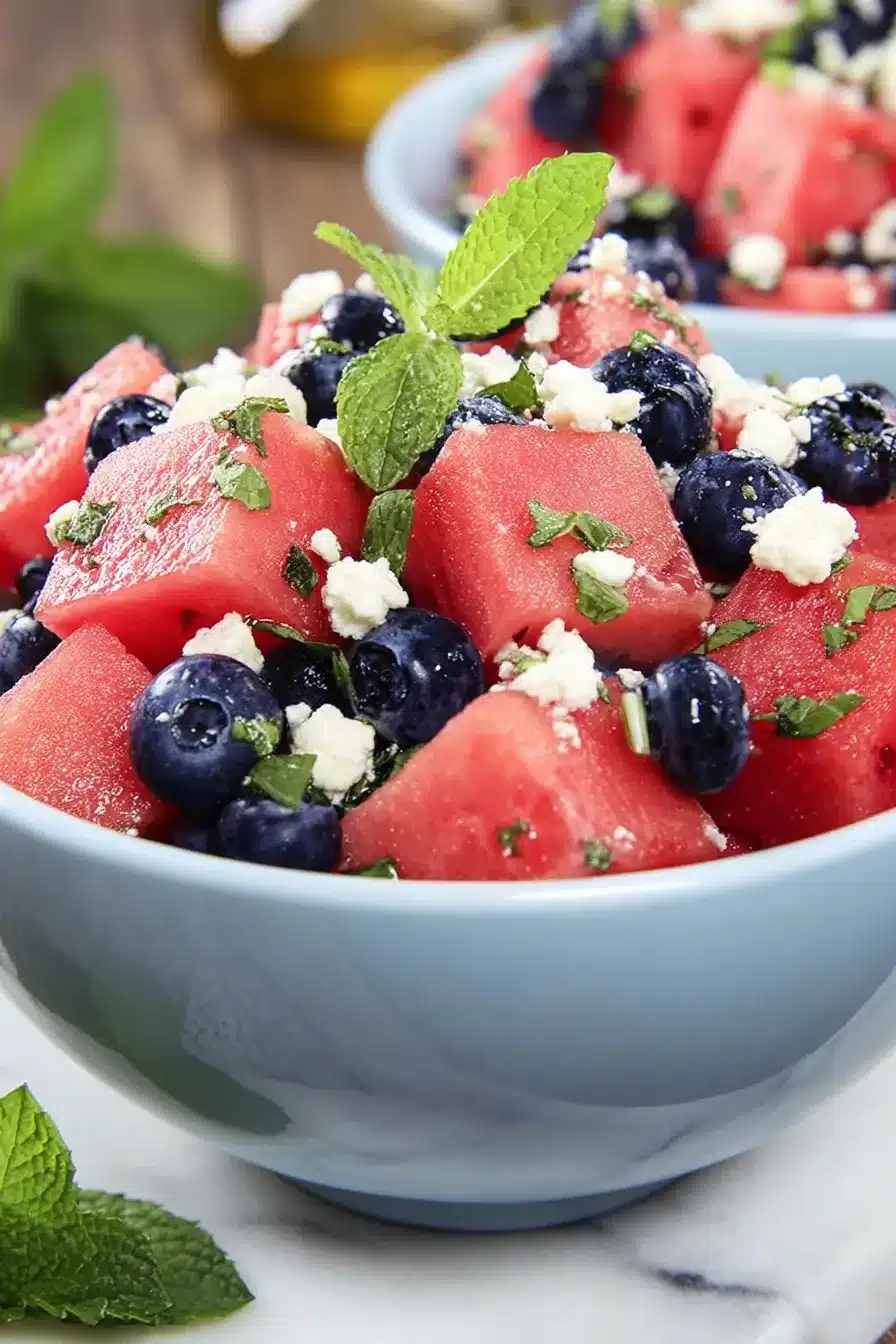 Watermelon Feta Blueberry Salad