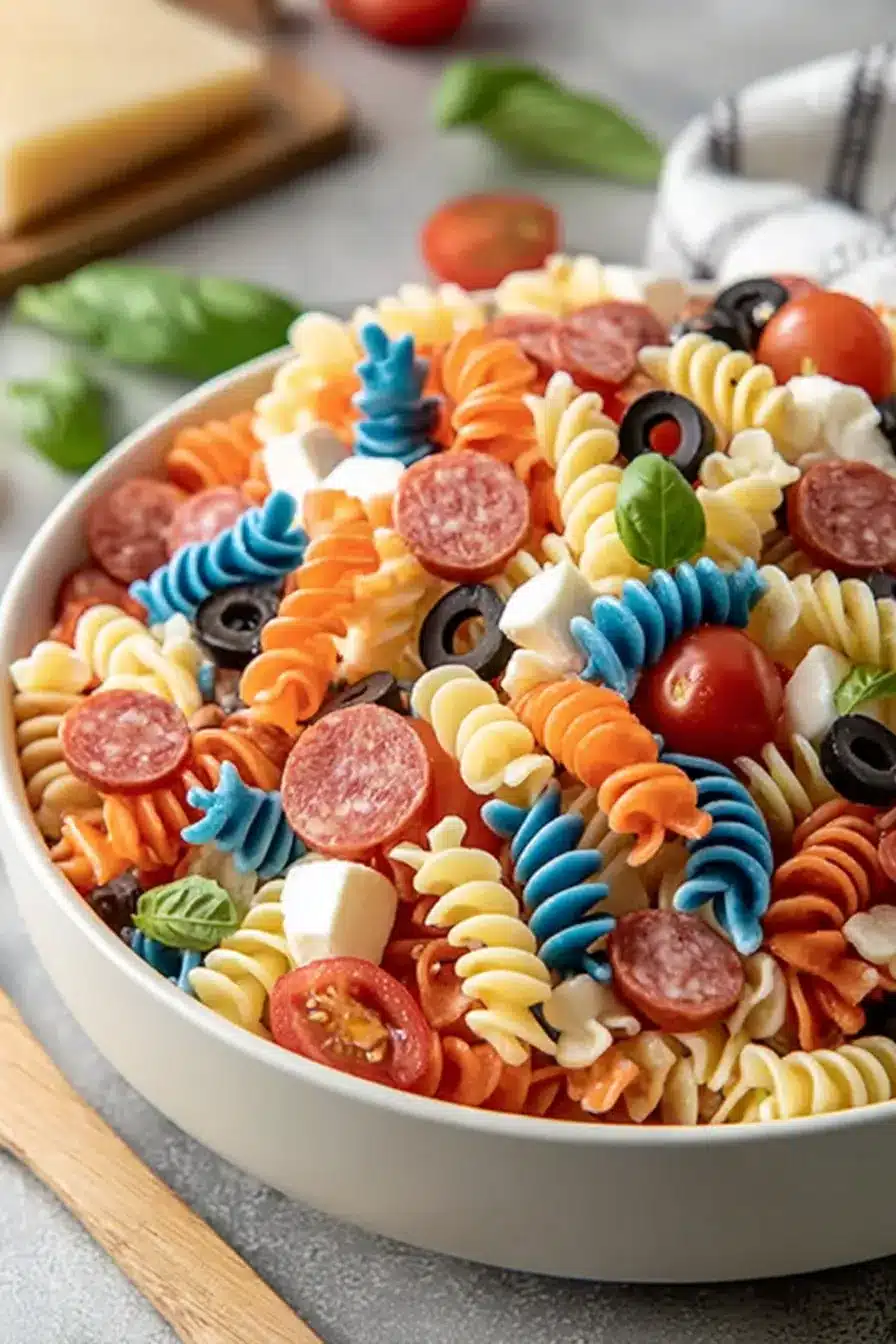 Chilled 4th of July Pasta Salad