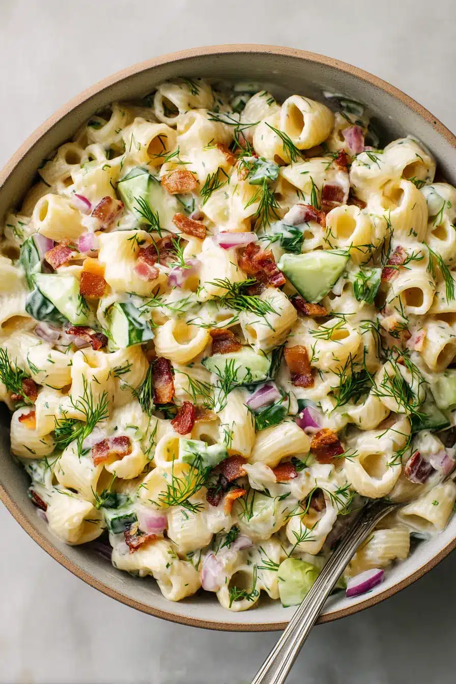 Dill Pickle Bacon Pasta Salad