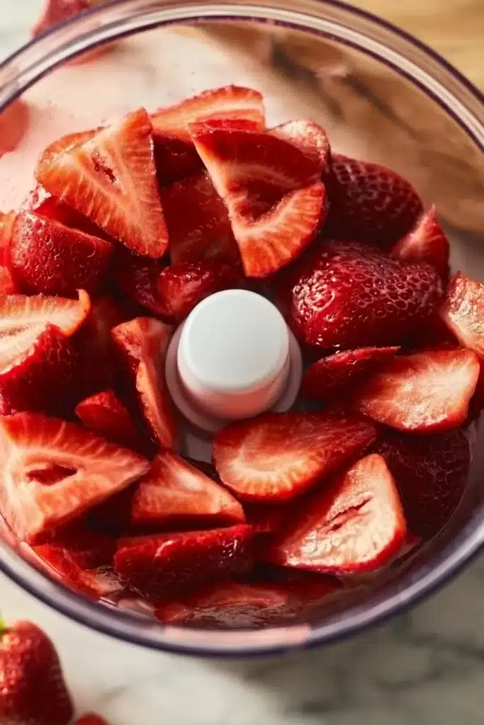 Fresh Strawberry Mousse 2 Fresh Strawberry Mousse strawberries sliced for blending