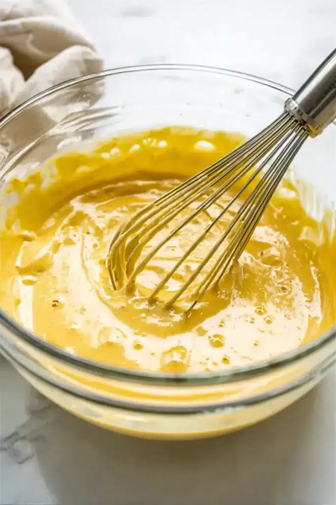 Lemon Cream Cheese Dump Cake filling ingredients in a mixing bowl