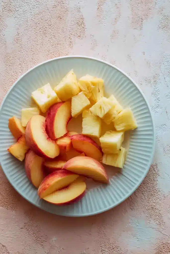 Pineapple Peach Agua Fresca 2 Fresh peaches and pineapple for Pineapple Peach Agua Fresca recipe