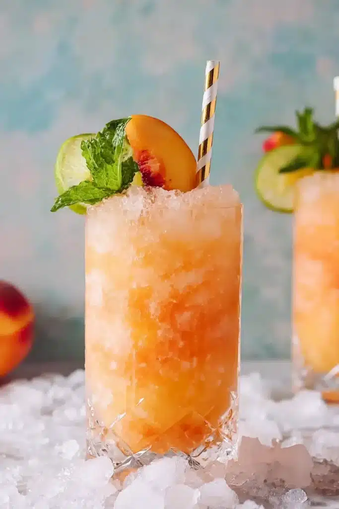Pineapple Peach Agua Fresca 4 Pineapple Peach Agua Fresca served with crushed ice, peach, lime, and mint