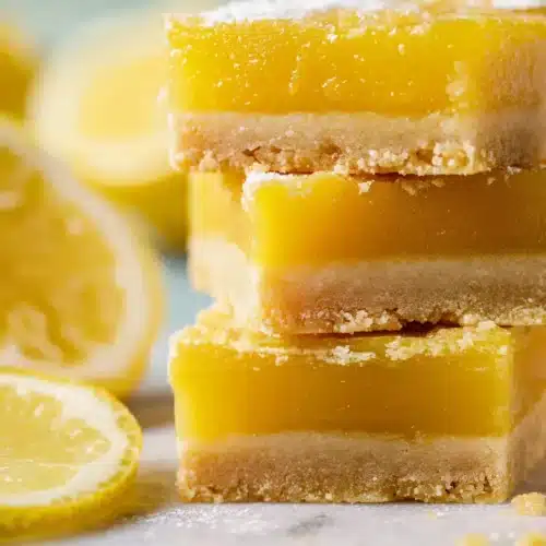 Super Easy Lemon Bars with buttery shortbread crust and tangy lemon filling