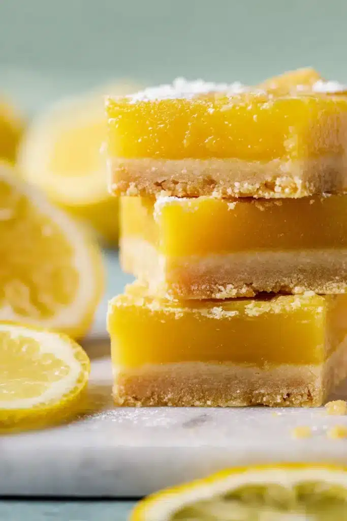 Super Easy Lemon Bars with buttery shortbread crust and tangy lemon filling
