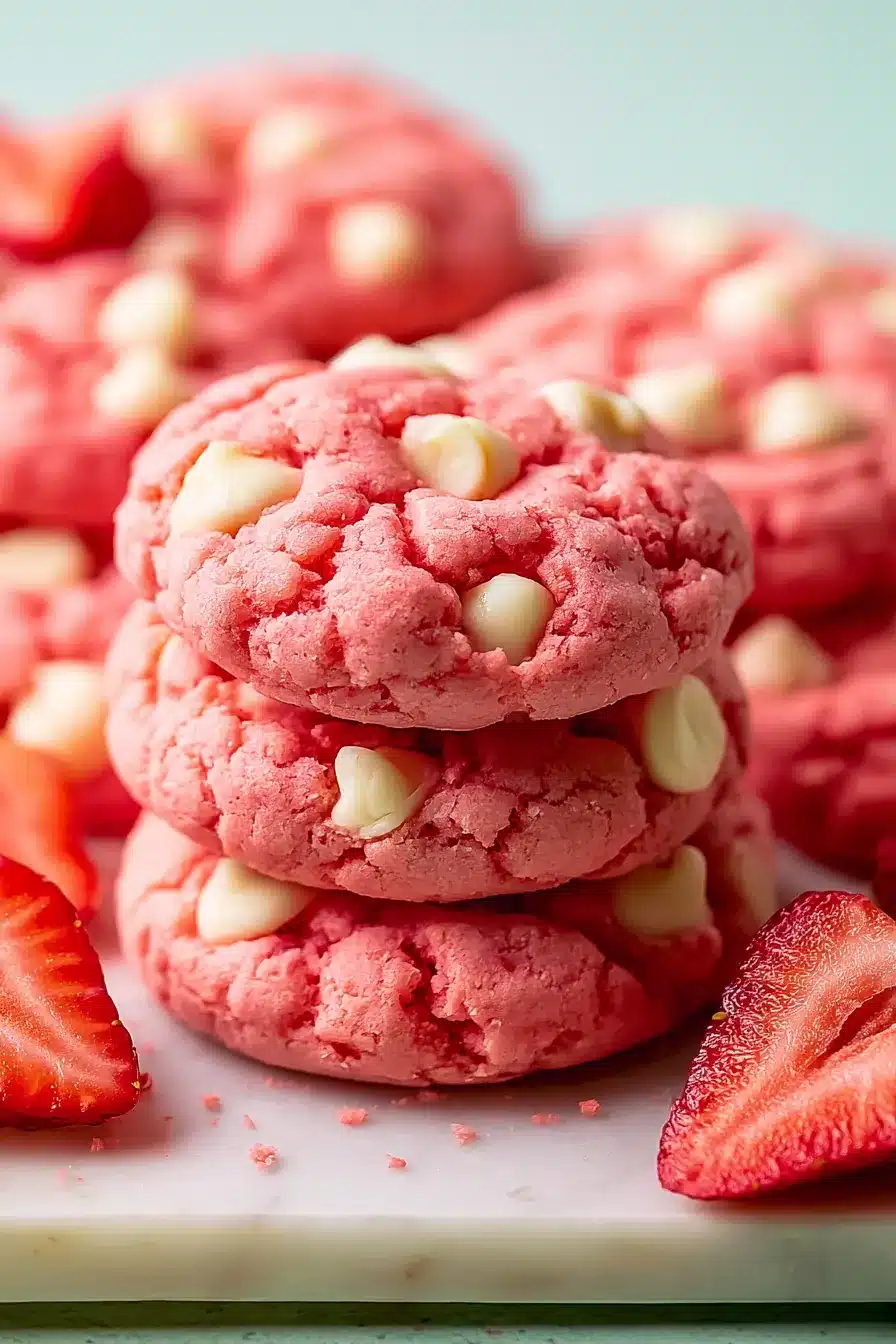 White Chocolate Chips Strawberry Cookies