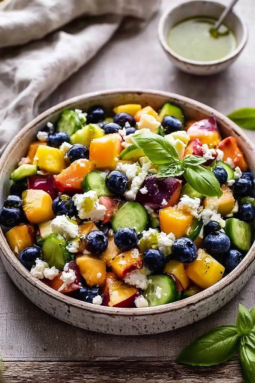 Blueberry Peach Feta Salad (Sweet, Savory, and Refreshing Summer Recipe)
