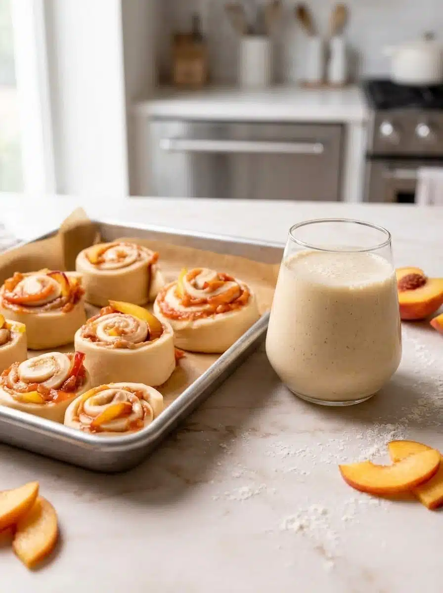 Peach Cobbler Cinnamon Rolls