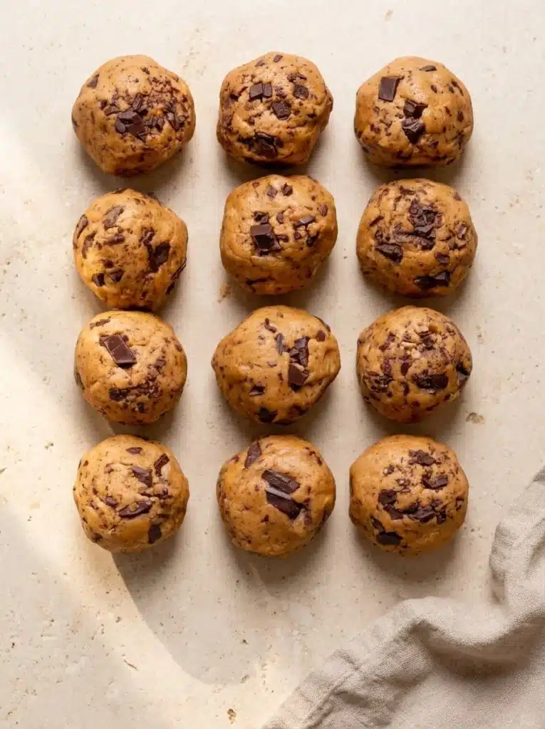 Chewy Pumpkin Chocolate Chip Cookies That Stay Soft and Gooey 4 Chewy Pumpkin Chocolate Chip Cookies dough balls ready for baking
