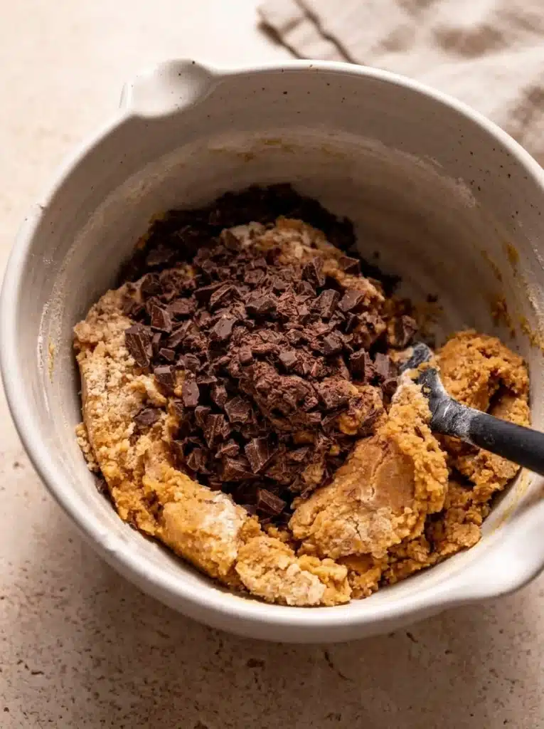 Chewy Pumpkin Chocolate Chip Cookies That Stay Soft and Gooey 3 Chewy Pumpkin Chocolate Chip Cookies dough with chopped dark chocolate
