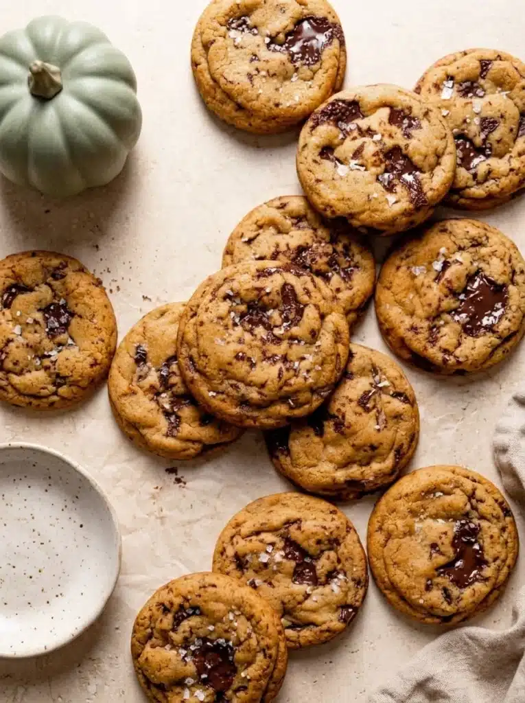 Chewy Pumpkin Chocolate Chip Cookies That Stay Soft and Gooey 2 Chewy Pumpkin Chocolate Chip Cookies with gooey dark chocolate and flaky sea salt