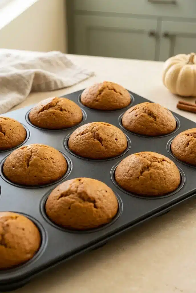 Donut Pumpkin Muffins With Cinnamon Sugar 3 Donut Pumpkin Muffins batter with dry ingredients added to pumpkin mixture