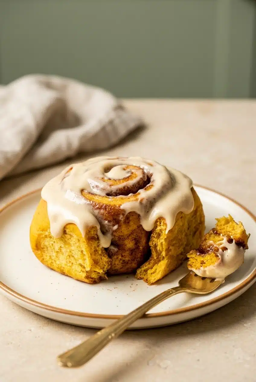 Fluffy and Soft Pumpkin Cinnamon Rolls With Maple Frosting