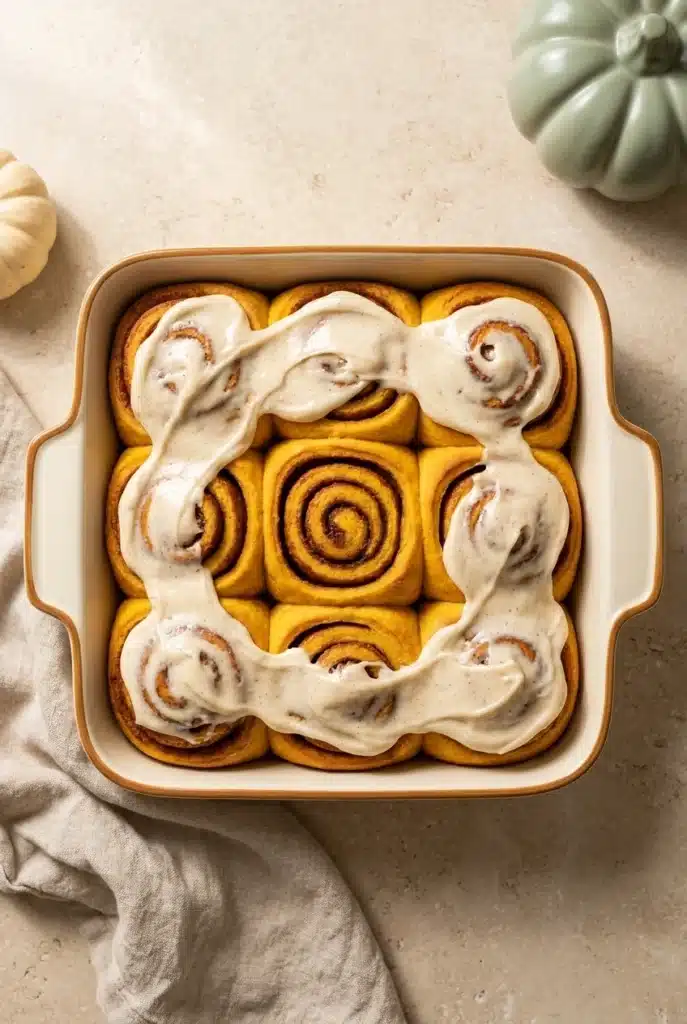Fluffy and Soft Pumpkin Cinnamon Rolls With Maple Frosting 5 Fluffy and Soft Pumpkin cinnamon rolls with maple cream cheese frosting