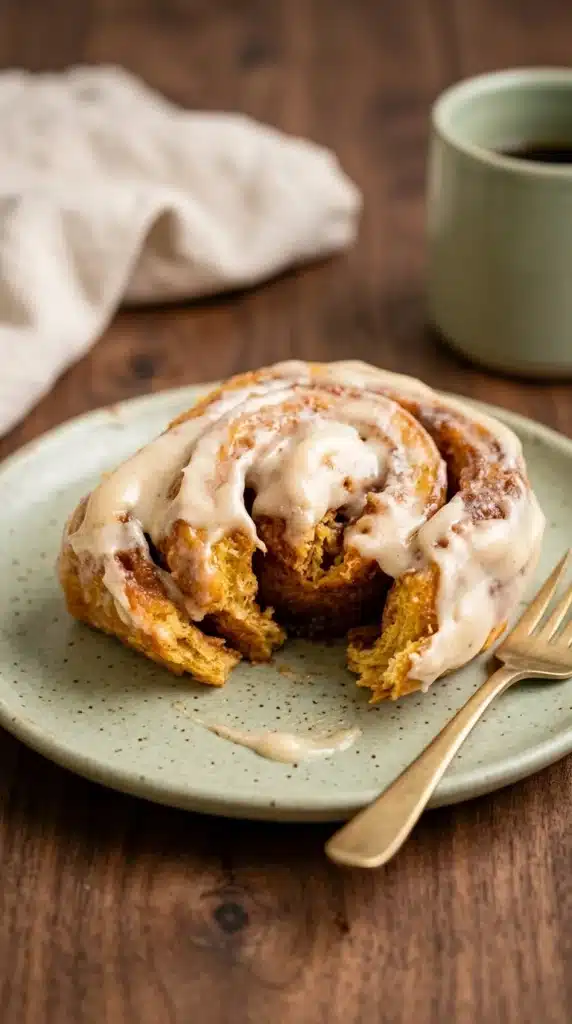 Pumpkin Cinnamon Rolls: Cozy, Soft, and Delicious 2 Pumpkin Cinnamon Roll with soft center, cinnamon swirls, and cream cheese frosting