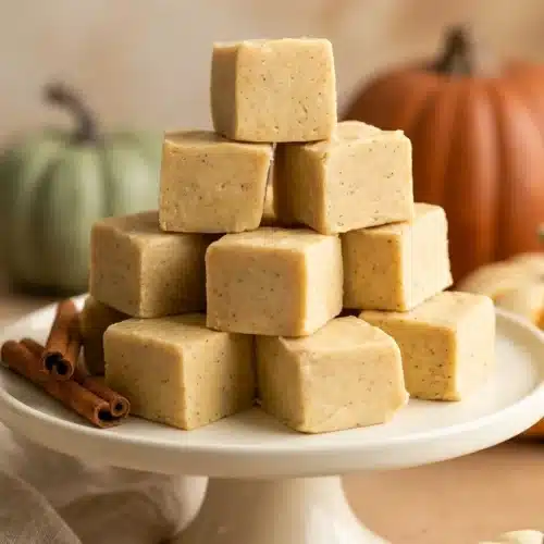 Pumpkin Fudge: Easy, Creamy, and Irresistibly Rich 3 Creamy Pumpkin Fudge cubes with pumpkin pie spices and fall pumpkins