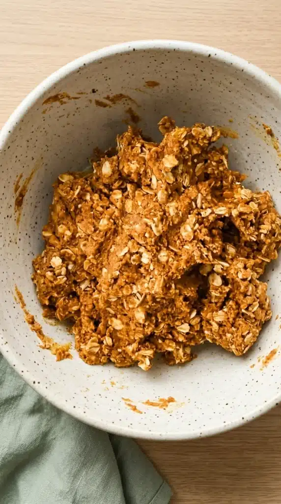 Pumpkin Protein Balls mixture with rolled oats ready for shaping