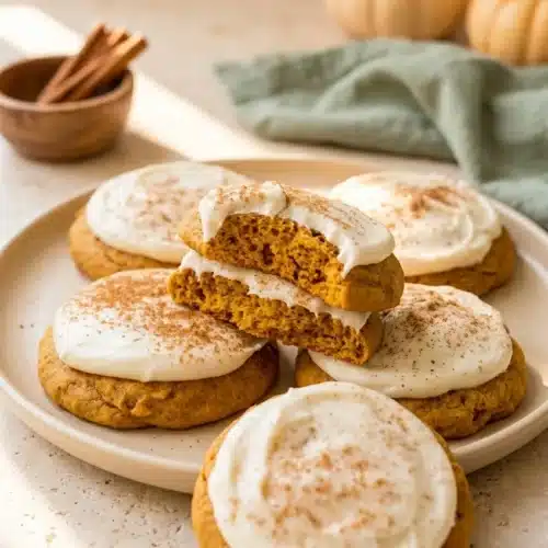 Soft Pumpkin Cookies 6 Soft Pumpkin Cookies with cream cheese frosting and pumpkin spice