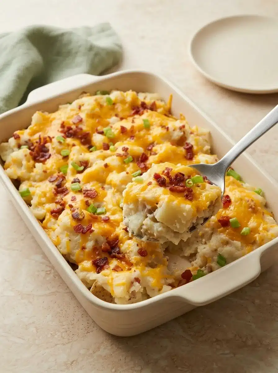 Loaded Baked Potato Casserole: Easy, Creamy Thanksgiving Side
