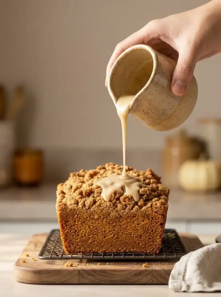 Pumpkin Bread with Maple Glaze: Easy and Delicious Fall Recipe 1 Pumpkin Bread with Maple Glaze topped with crunchy streusel and warm maple drizzle