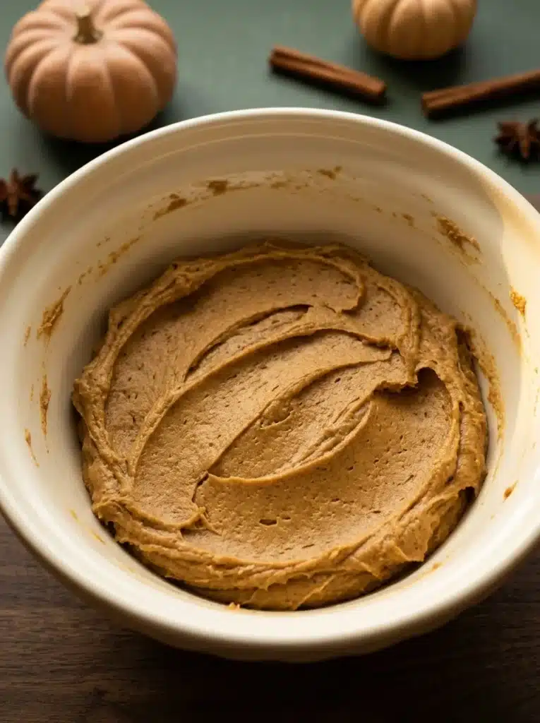 Pumpkin Cheesecake Cookies That Are Rich, Chewy, and Creamy 3 Pumpkin Cheesecake Cookies dough mixed and ready for cheesecake filling