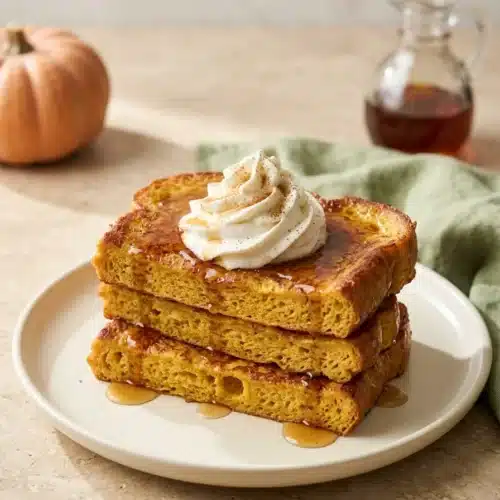 Pumpkin French Toast: Easy and Cozy Fall Breakfast 4 Pumpkin French Toast with maple syrup, whipped cream, and warm cinnamon spice